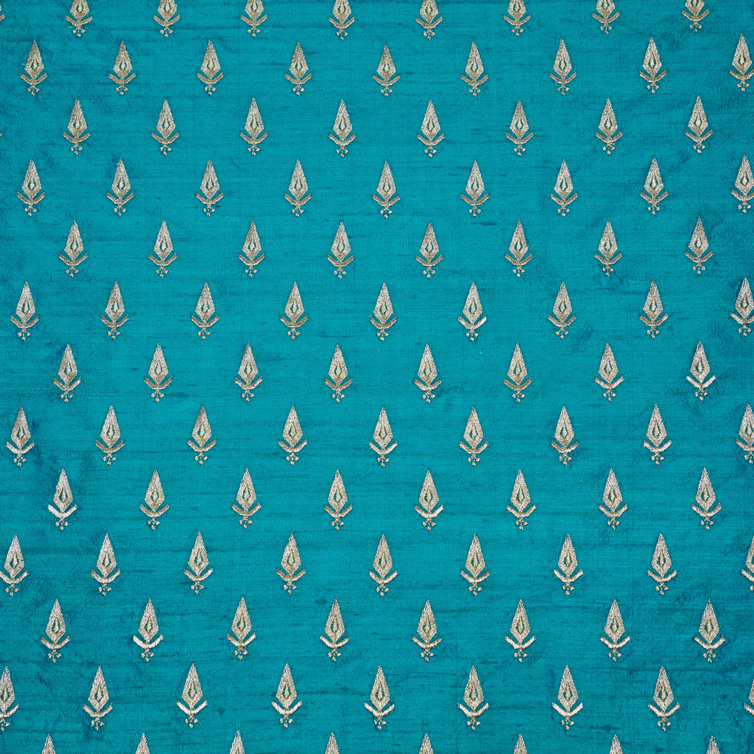 Mehreen Buti on Peacock Blue Raw Silk Embroidered Fabric