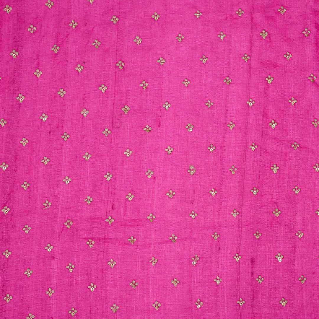 Anu Buti on Fuxia Tussar Silk  Embroidered Fabric