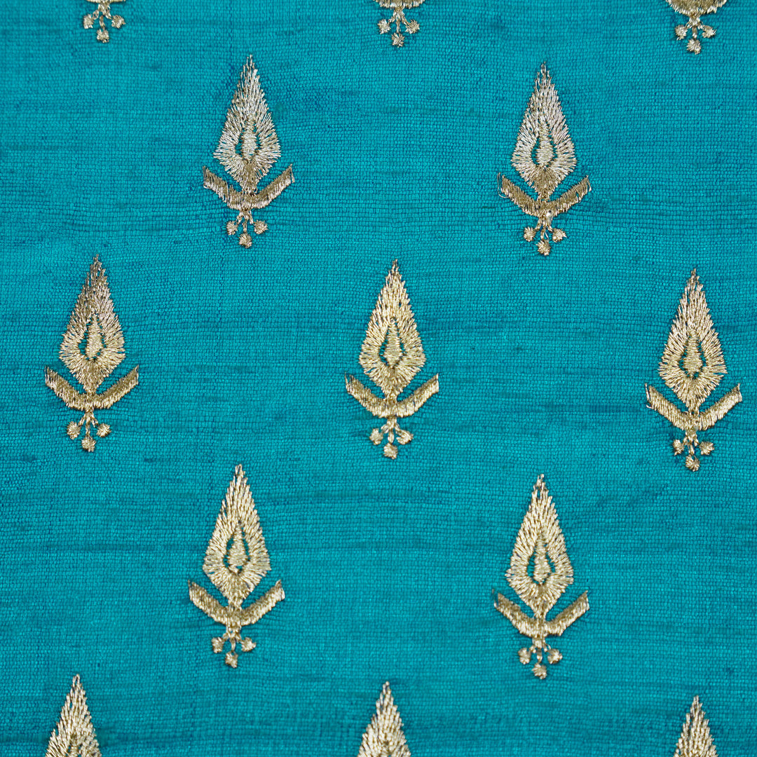 Mehreen Buti on Peacock Blue Raw Silk Embroidered Fabric