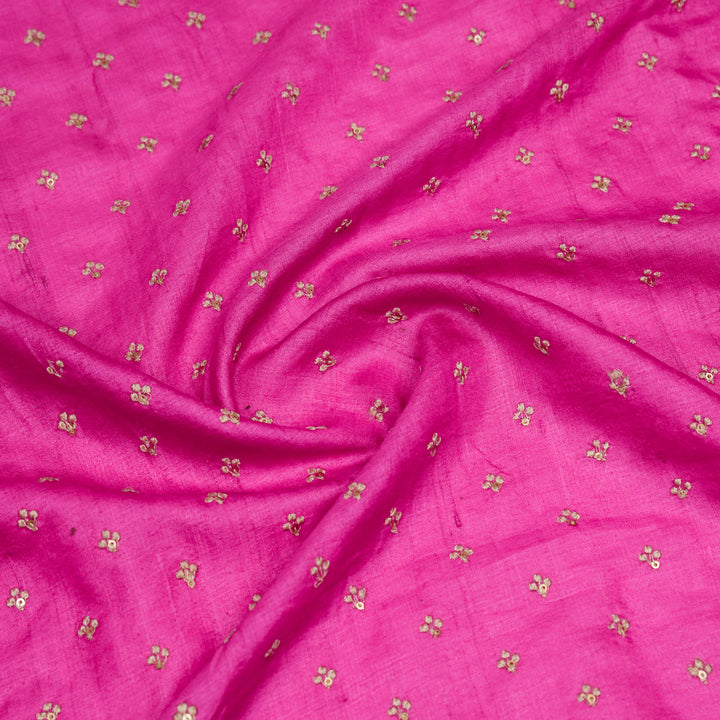 Anu Buti on Fuxia Tussar Silk  Embroidered Fabric