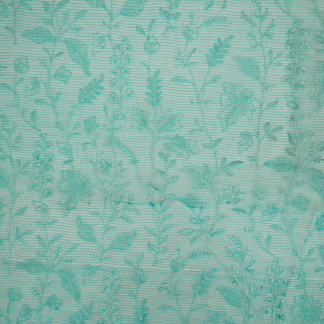 Neelima Jaal on Turquoise Munga Kota  Embroidered Fabric