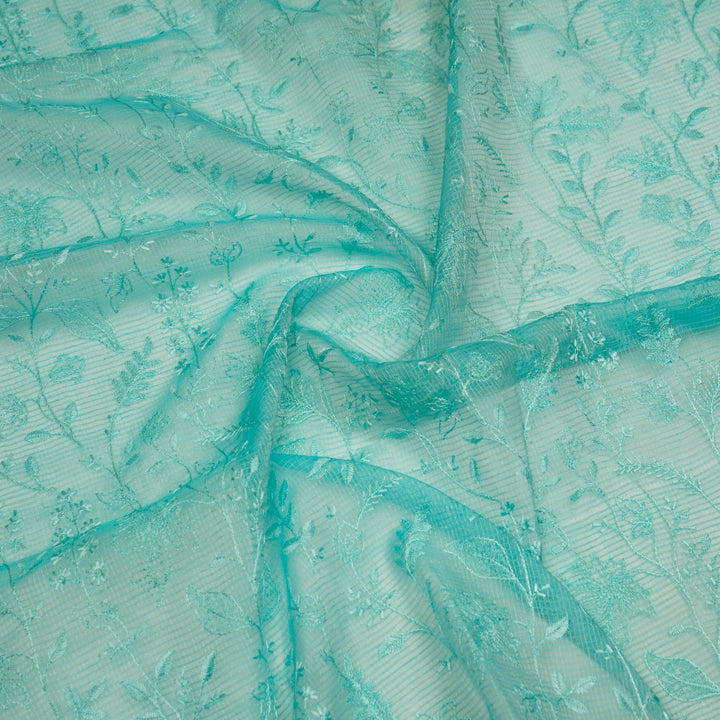 Neelima Jaal on Turquoise Munga Kota  Embroidered Fabric