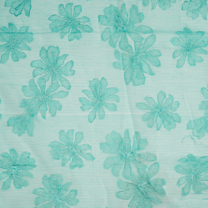 Sabeen Buta on Turquoise Munga Kota  Embroidered Fabric