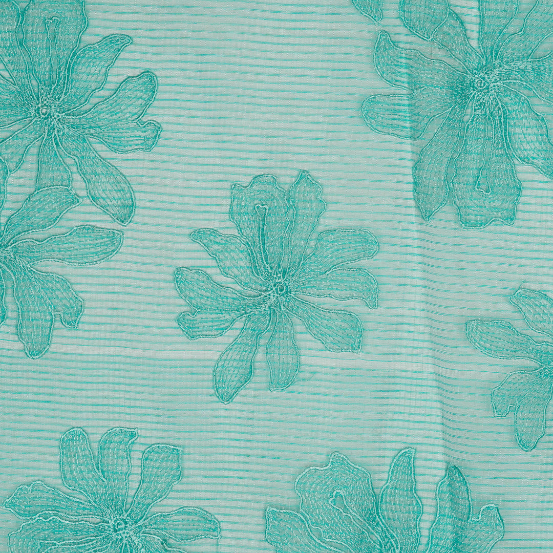 Sabeen Buta on Turquoise Munga Kota  Embroidered Fabric