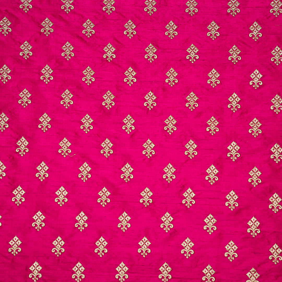 Sana Buti on Fuxia Raw Silk Embroidered Fabric