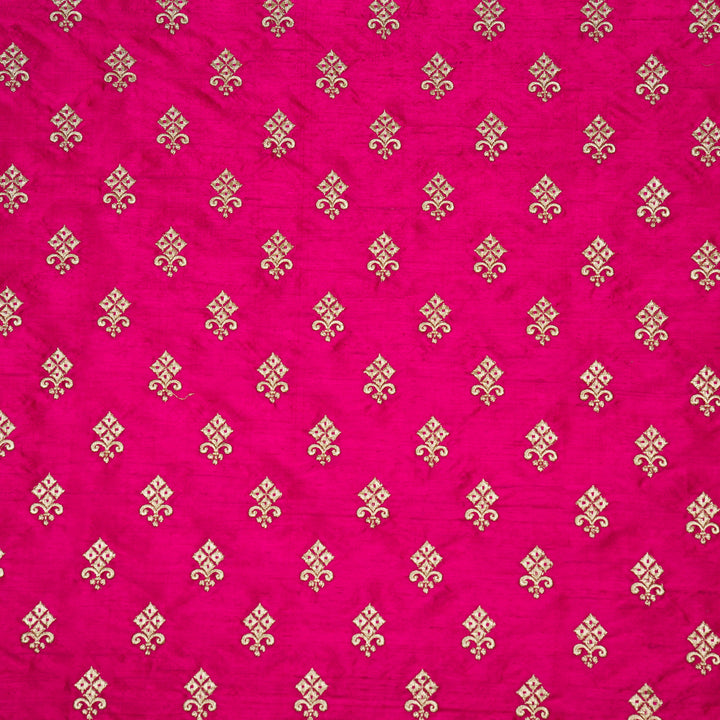 Sana Buti on Fuxia Raw Silk Embroidered Fabric