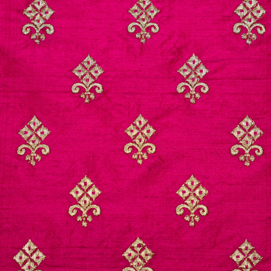 Sana Buti on Fuxia Raw Silk Embroidered Fabric