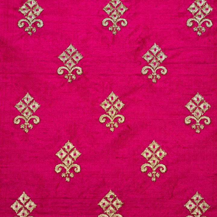 Sana Buti on Fuxia Raw Silk Embroidered Fabric