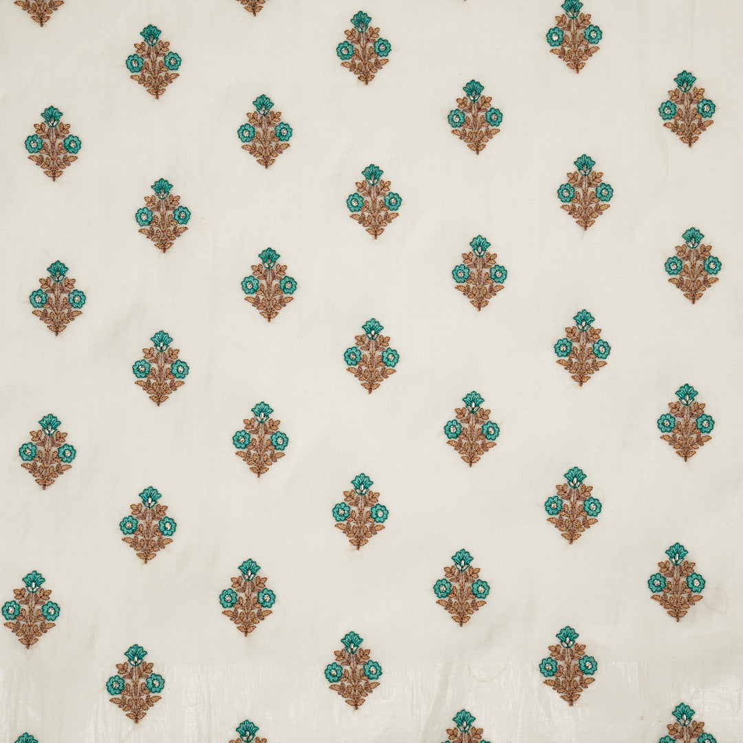 Rima Buti on Ecru Cotton Silk Embroidered Fabric