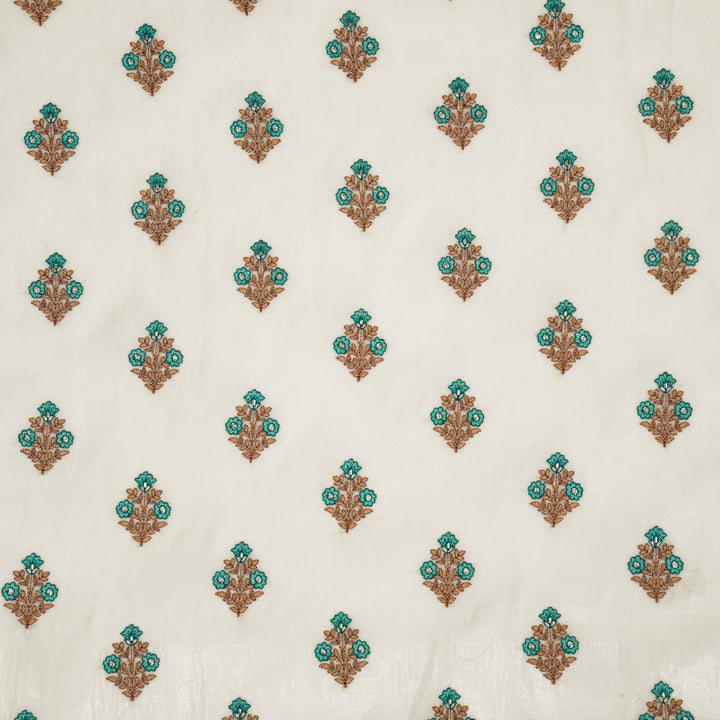 Rima Buti on Ecru Cotton Silk Embroidered Fabric