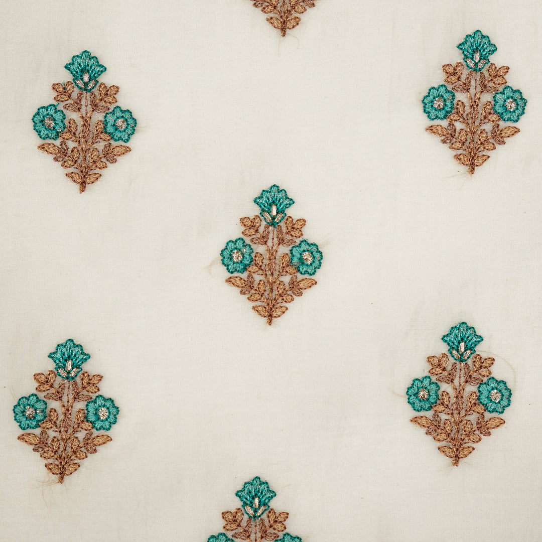 Rima Buti on Ecru Cotton Silk Embroidered Fabric