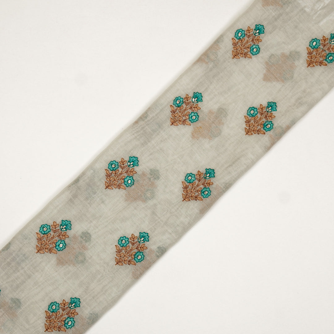 Rima Buti on Ecru Cotton Silk Embroidered Fabric