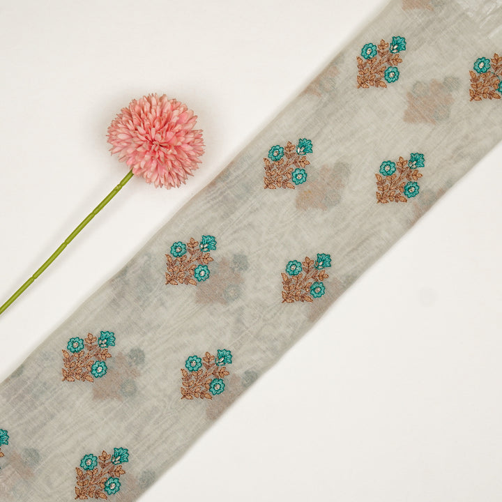 Rima Buti on Ecru Cotton Silk Embroidered Fabric