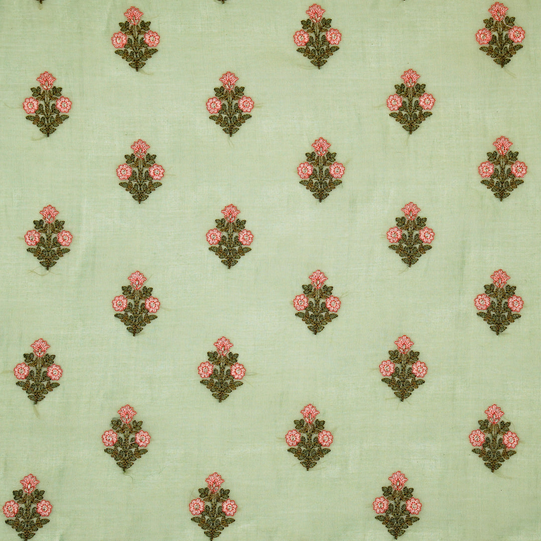 Rima Buti on Sage Green Cotton Silk Embroidered Fabric