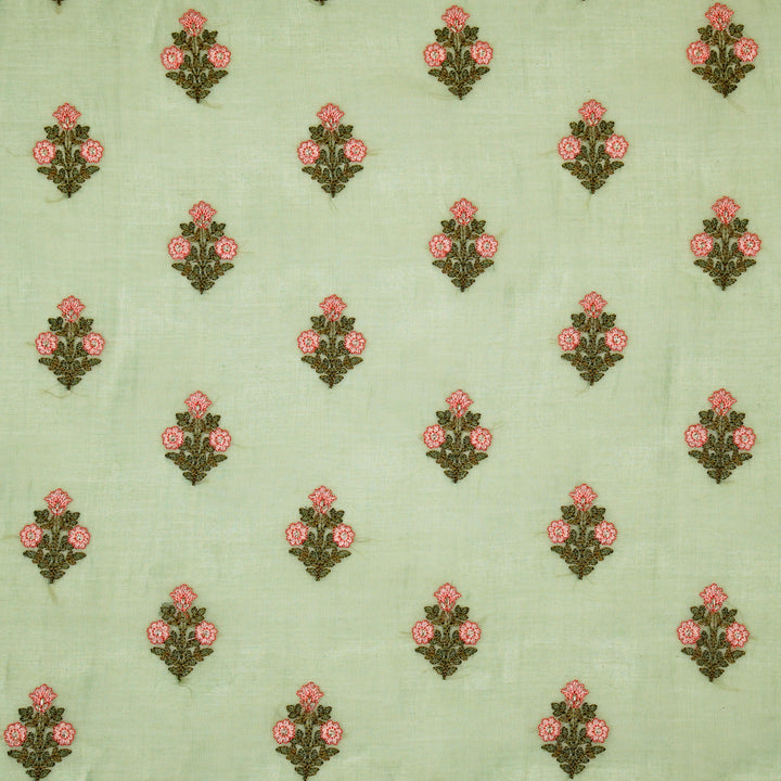 Rima Buti on Sage Green Cotton Silk Embroidered Fabric