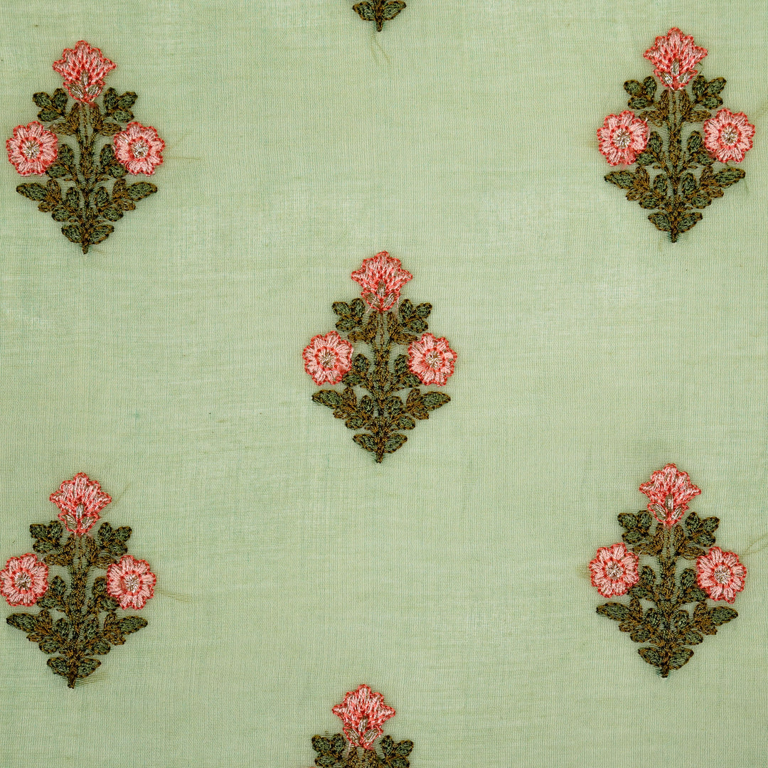 Rima Buti on Sage Green Cotton Silk Embroidered Fabric