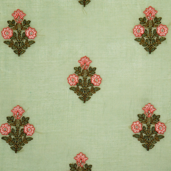 Rima Buti on Sage Green Cotton Silk Embroidered Fabric