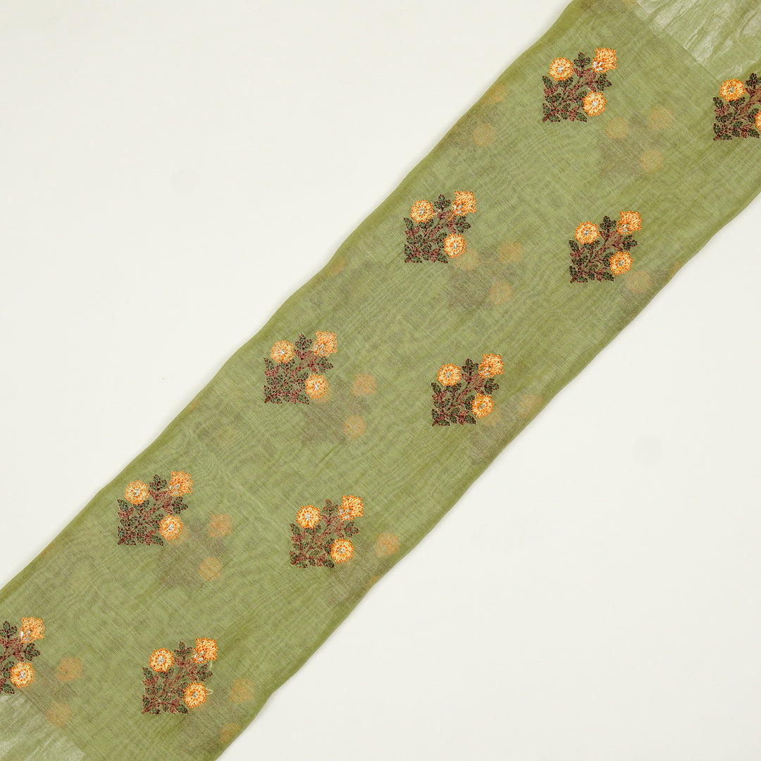 Rima Buti on Olive Green Cotton Silk Embroidered Fabric