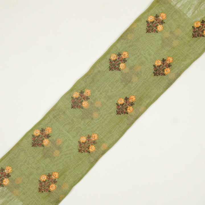 Rima Buti on Olive Green Cotton Silk Embroidered Fabric