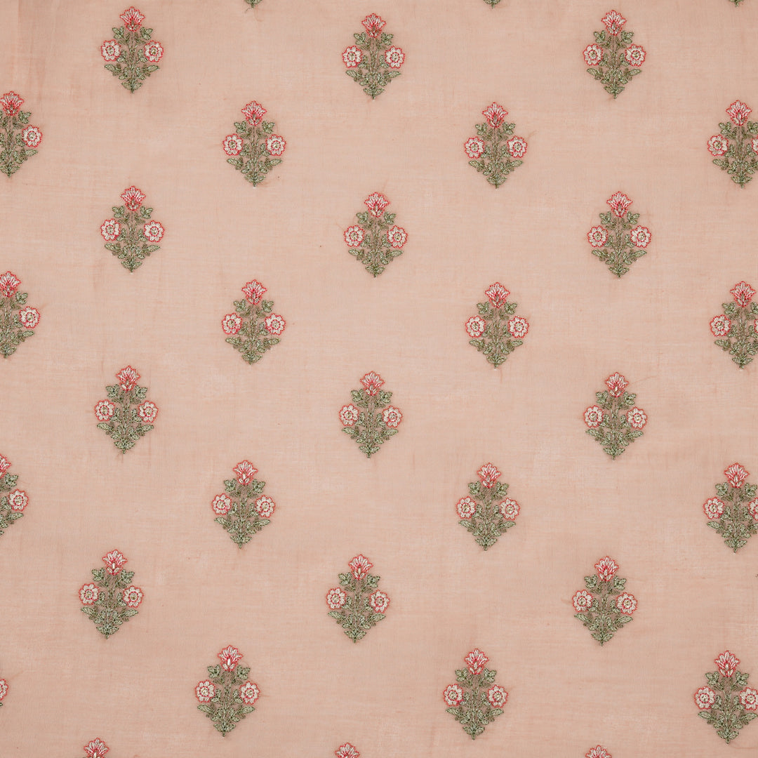 Rima Buti on Light Gajari Cotton Silk Embroidered Fabric