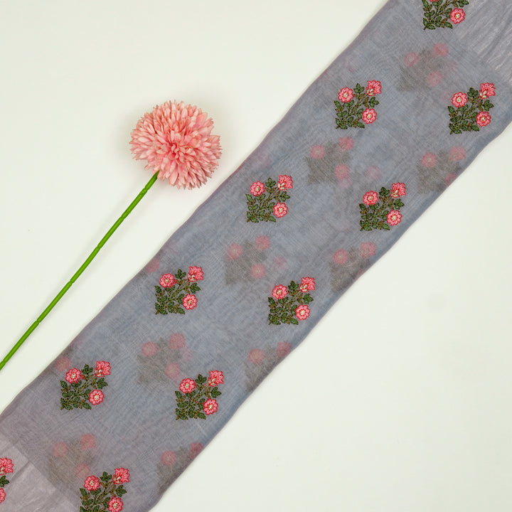 Rima Buti on Light Mauve Cotton Silk Embroidered Fabric