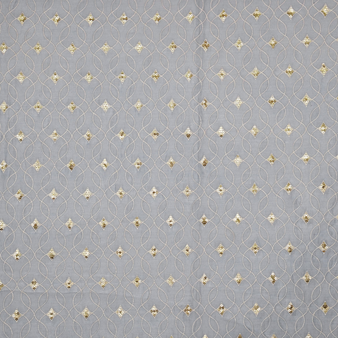 Vibha Jaal on Mauve Cotton Silk Embroidered Fabric