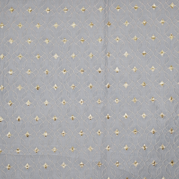 Vibha Jaal on Mauve Cotton Silk Embroidered Fabric