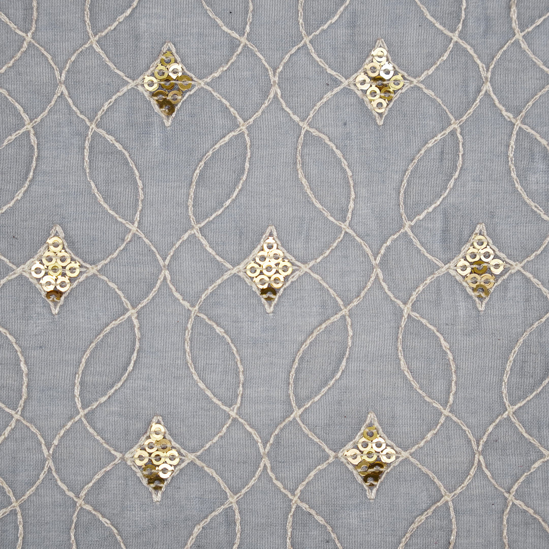 Vibha Jaal on Mauve Cotton Silk Embroidered Fabric