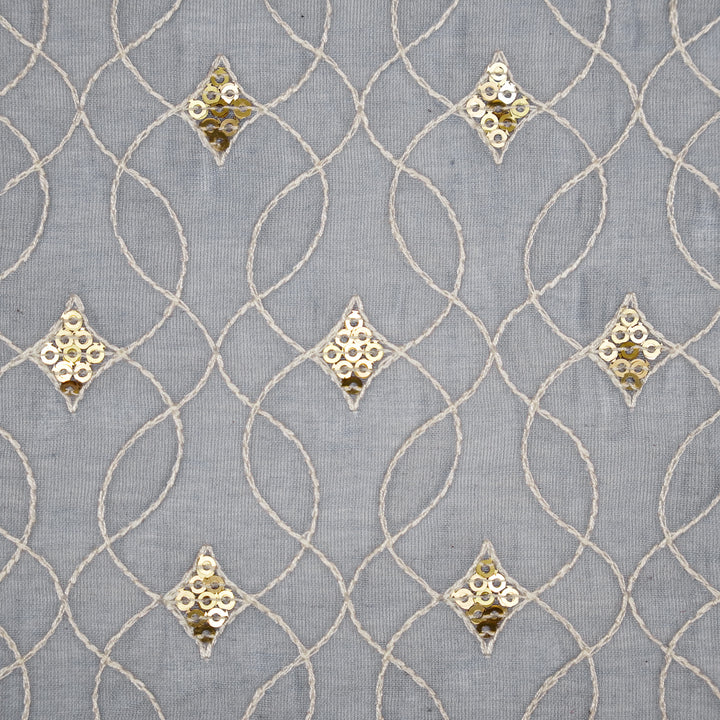 Vibha Jaal on Mauve Cotton Silk Embroidered Fabric