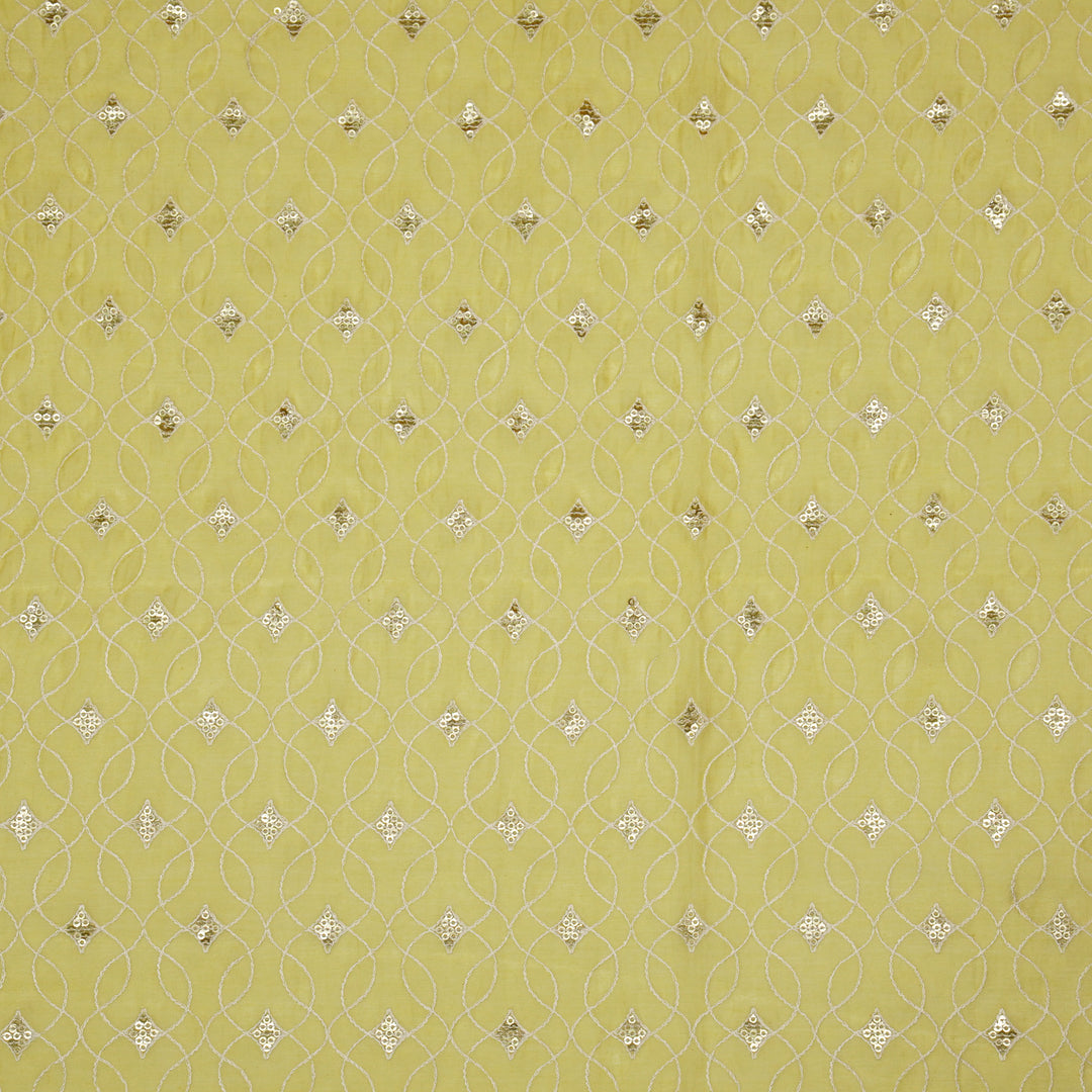 Vibha Jaal on Lemon Cotton Silk Embroidered Fabric