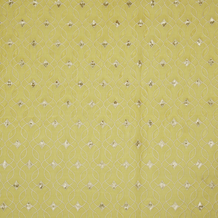 Vibha Jaal on Lemon Cotton Silk Embroidered Fabric