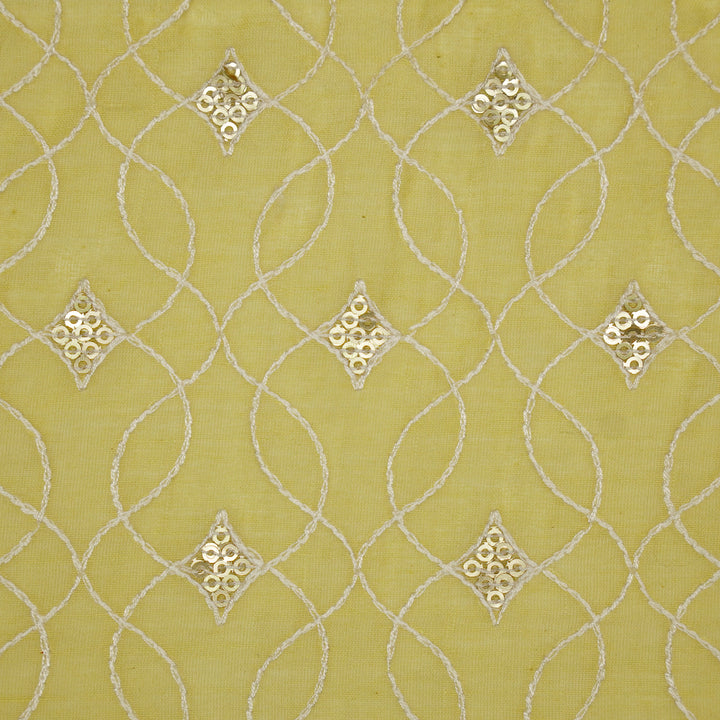 Vibha Jaal on Lemon Cotton Silk Embroidered Fabric