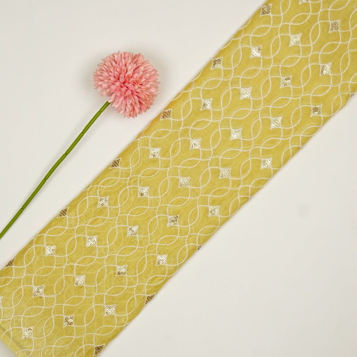 Vibha Jaal on Lemon Cotton Silk Embroidered Fabric