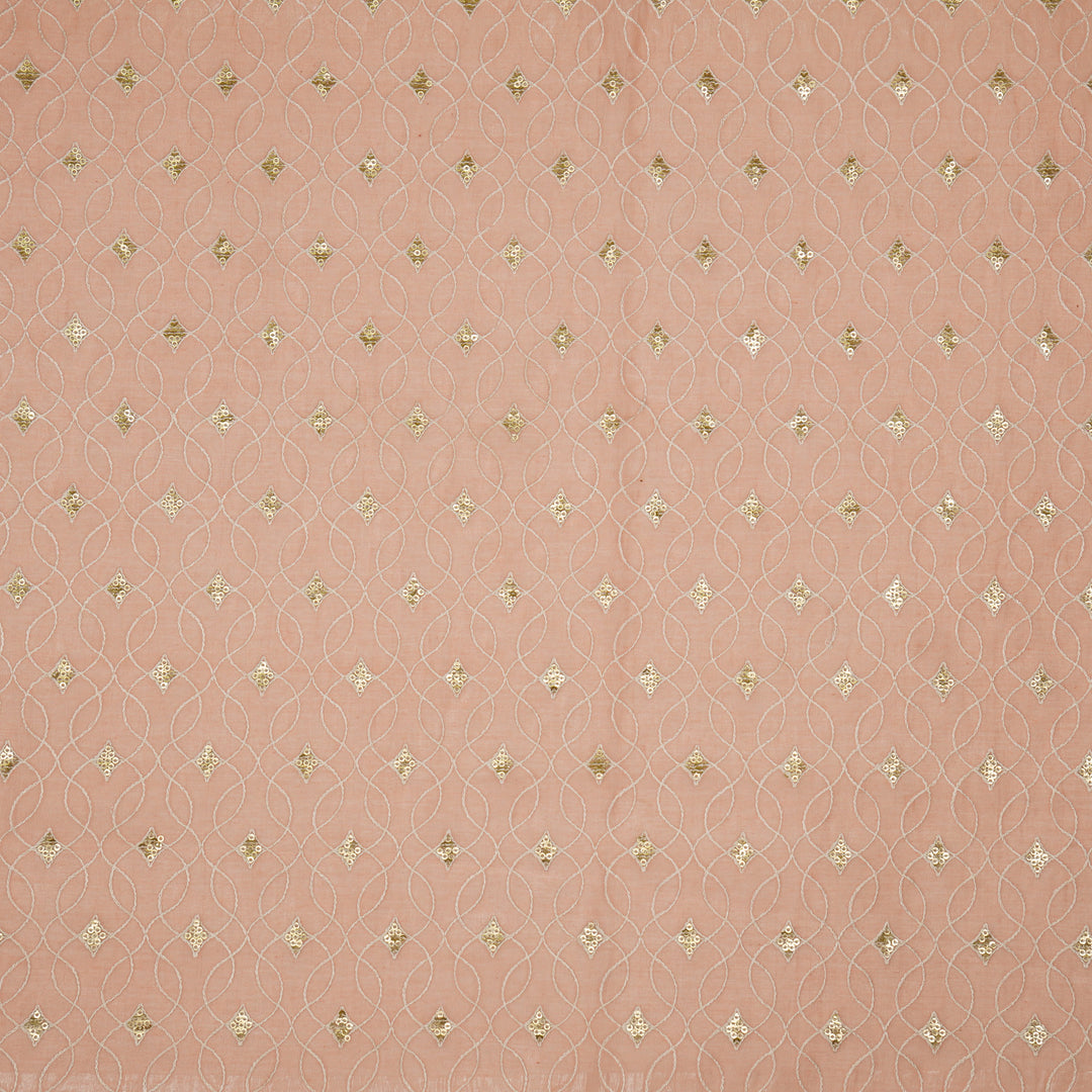 Vibha Jaal on Peach Cotton Silk Embroidered Fabric