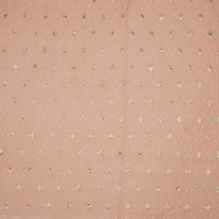 Vibha Jaal on Peach Cotton Silk Embroidered Fabric