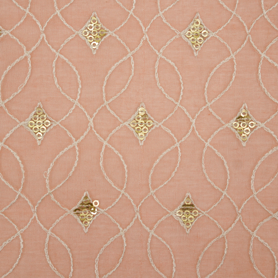 Vibha Jaal on Peach Cotton Silk Embroidered Fabric