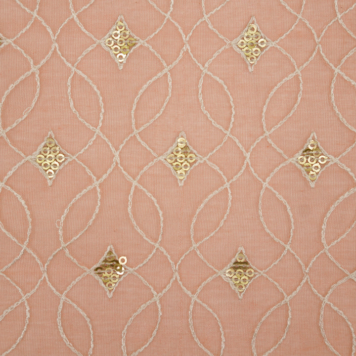 Vibha Jaal on Peach Cotton Silk Embroidered Fabric