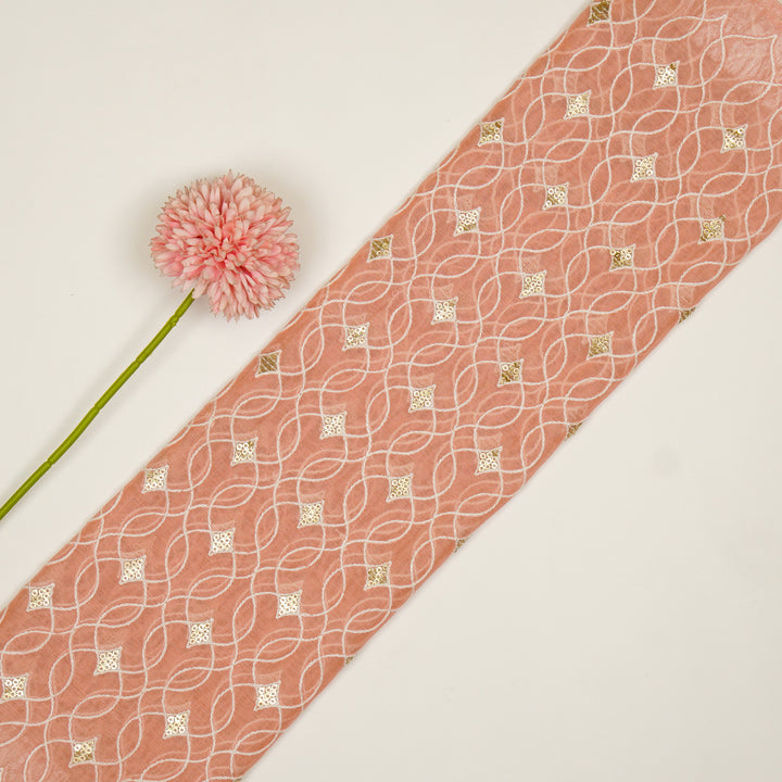Vibha Jaal on Peach Cotton Silk Embroidered Fabric