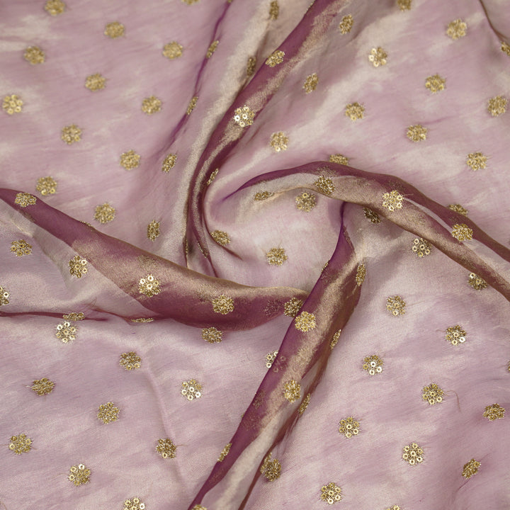 Sona Buti on Light Purple Silk Tissue  Embroidered Fabric