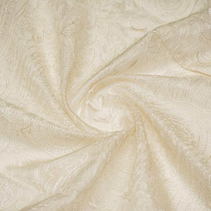 Kalpana Jaal on Natural Ivory Silk Organza Embroidered Fabric