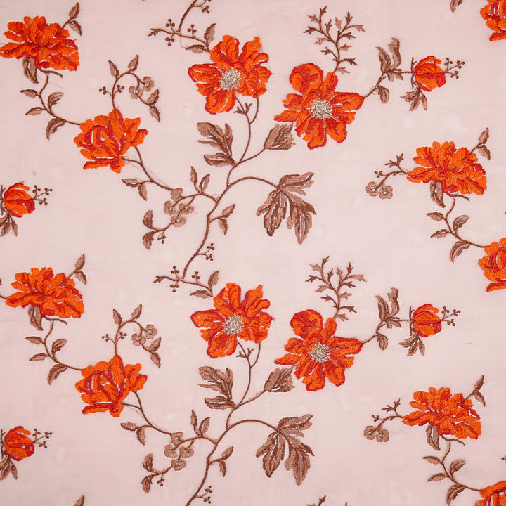 Ayka Floral Jaal on Peach Silk Organza