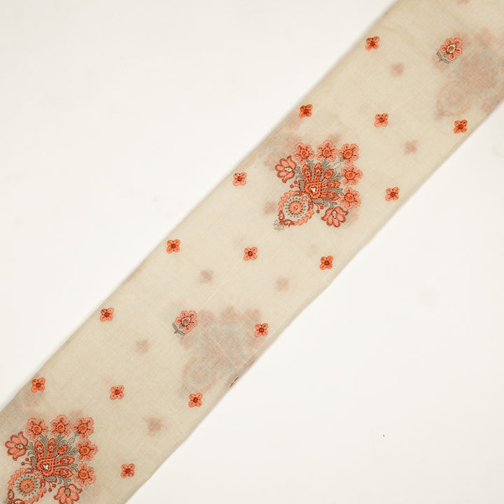 Rituja Buta Buti Mixture on Cream/ Peach Malmal Embroidered Fabric