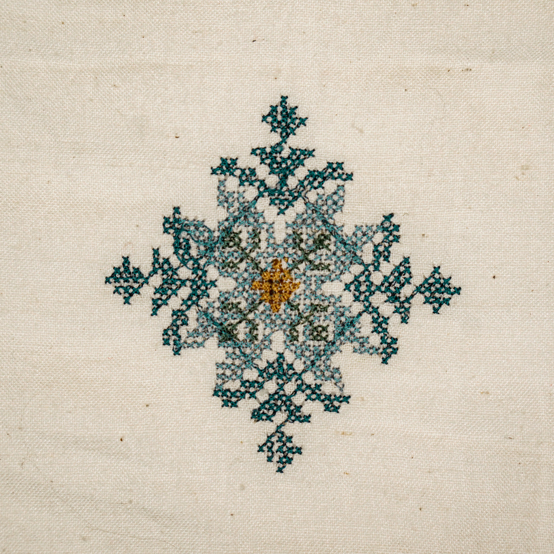 Nilaya Buta Buti Mixture on Cream Cotton Linen Embroidered Fabric