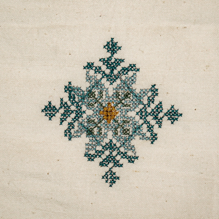 Nilaya Buta Buti Mixture on Cream Cotton Linen Embroidered Fabric