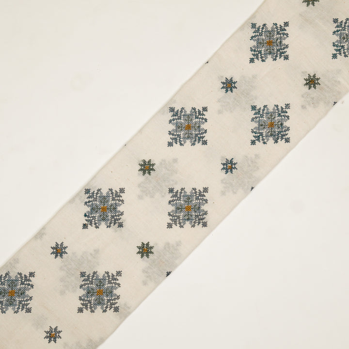 Nilaya Buta Buti Mixture on Cream Cotton Linen Embroidered Fabric