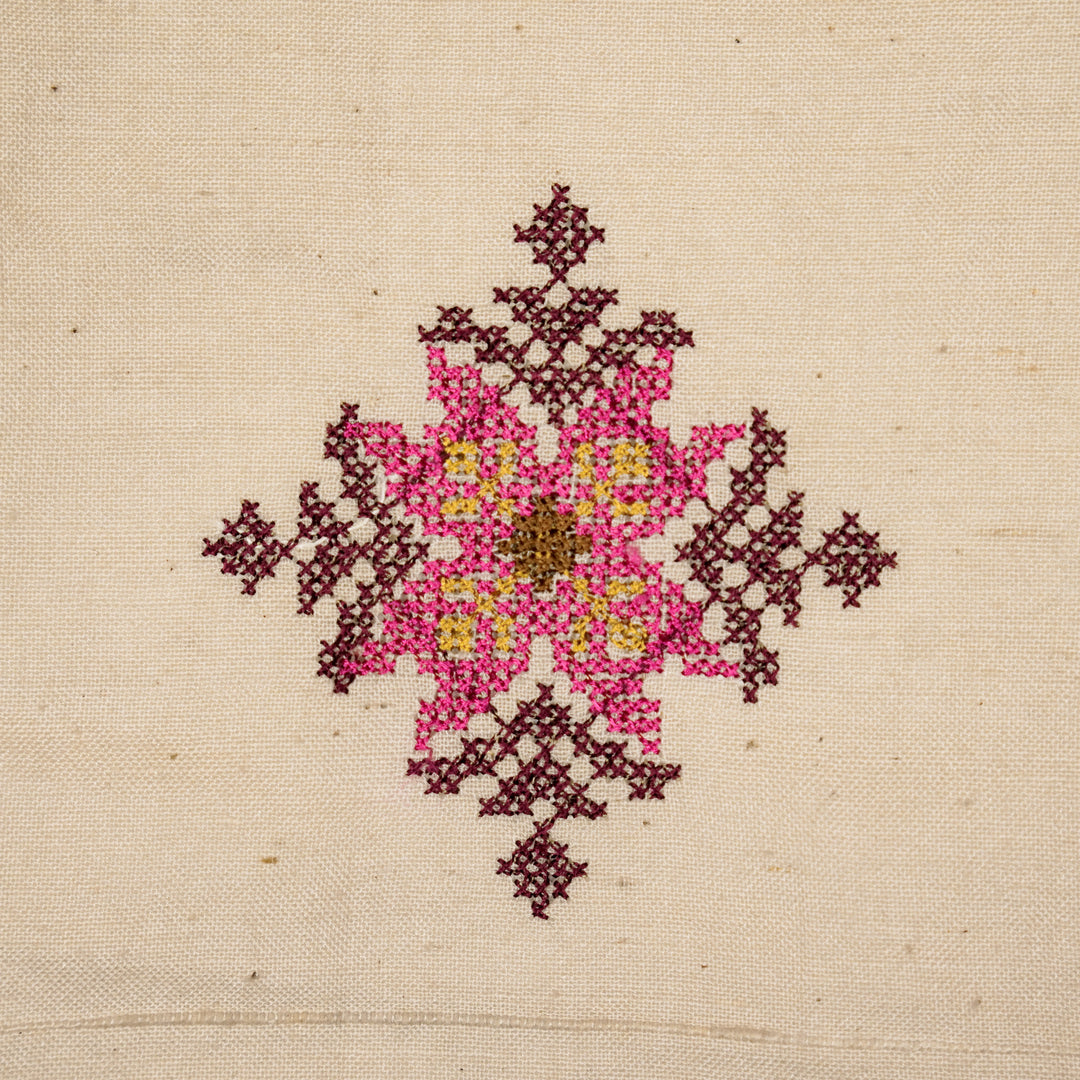 Nilaya Buta Buti Mixture on Ecru Cotton Linen Embroidered Fabric