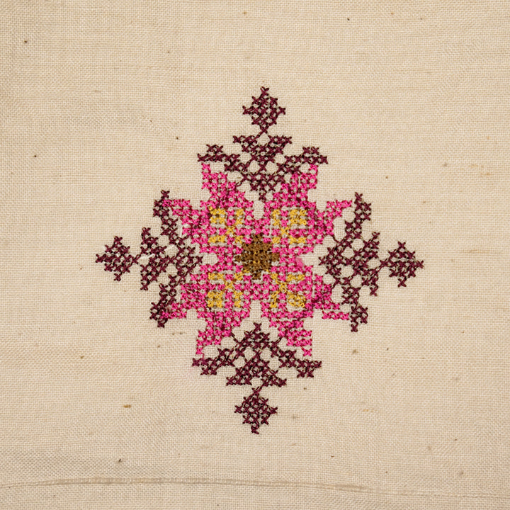 Nilaya Buta Buti Mixture on Ecru Cotton Linen Embroidered Fabric