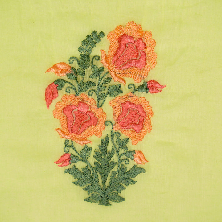 Aria Floral Buta on Lemon Malmal Embroidered Fabric