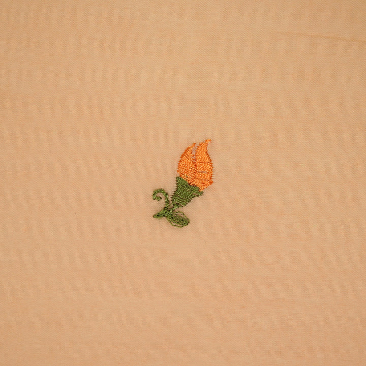 Aria Small Buti on Peach Malmal Embroidered Fabric