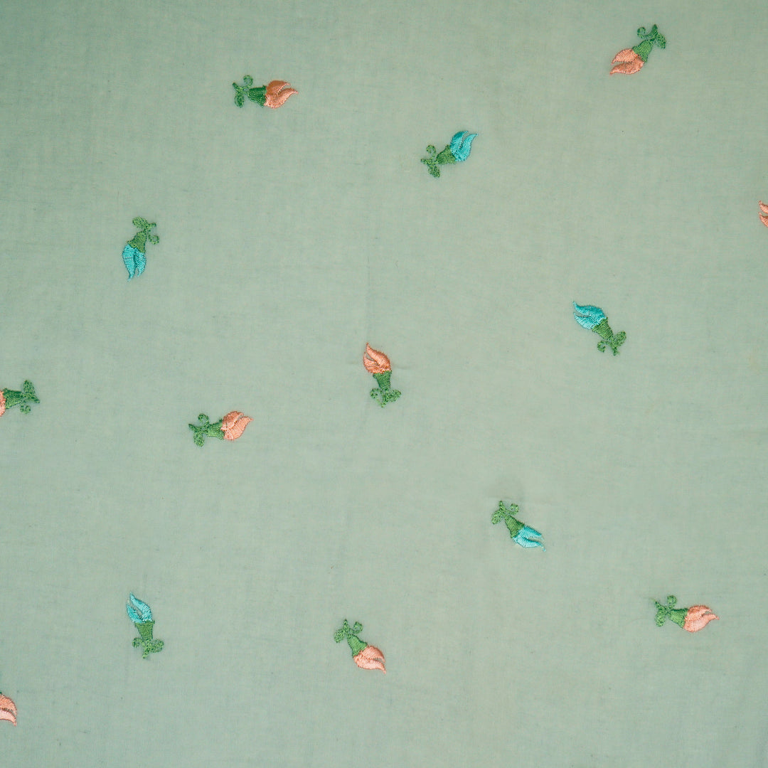 Aria Small Buti on Grey Malmal Embroidered Fabric